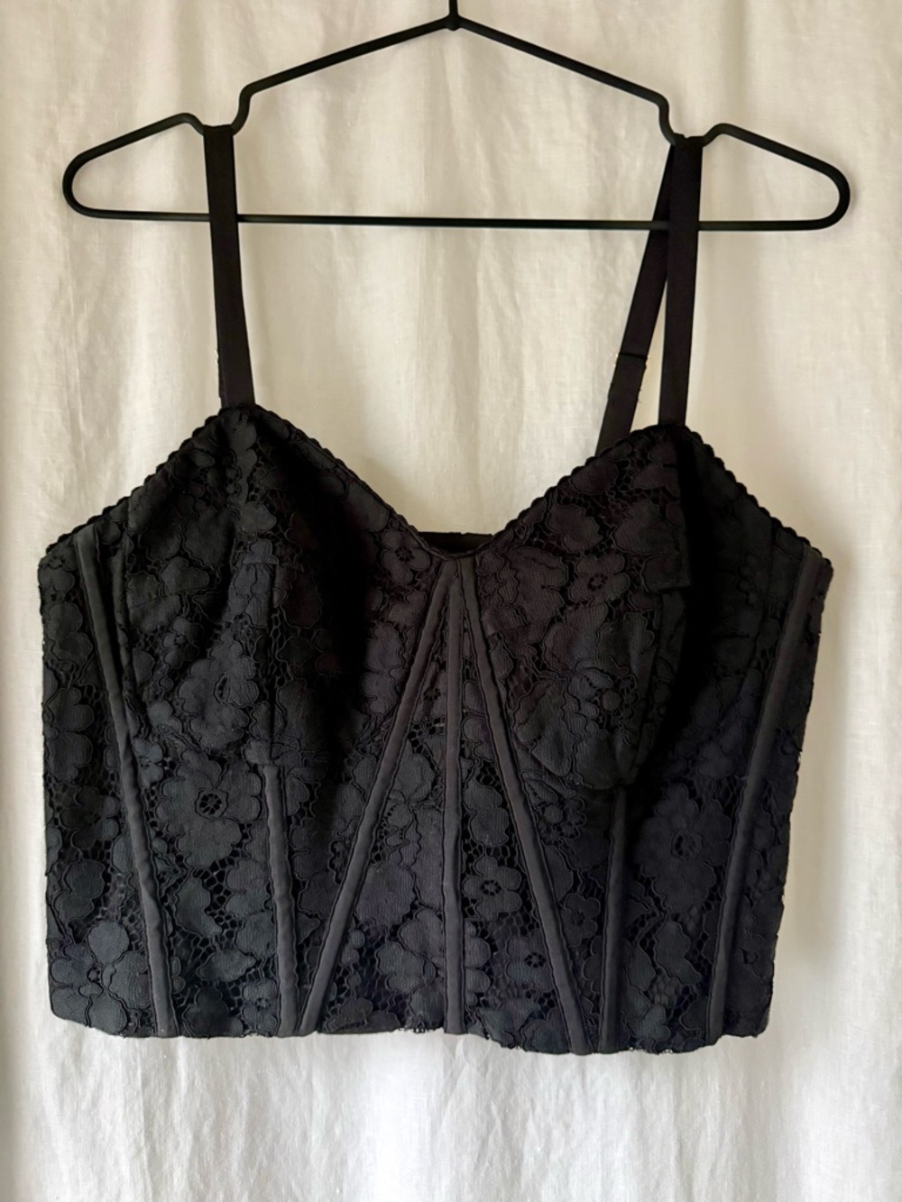 Express Black Lace Bustier Crop Top Sz 8